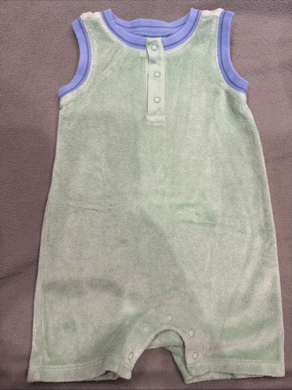 Janie and Jack Light Green and Lavender Terry Romper(4)
